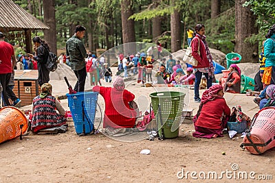 Manali, Himachal Pradesh, India - May 27, 2019 : Seller at Hidimda Devi Temple in Manali, Himachal Pradesh, India Editorial Stock Photo