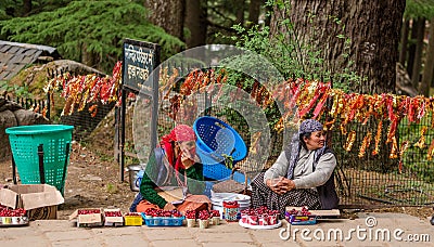 Manali, Himachal Pradesh, India - May 27, 2019 : Seller at Hidimda Devi Temple in Manali, Himachal Pradesh, India Editorial Stock Photo