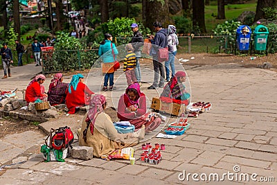 Manali, Himachal Pradesh, India - May 27, 2019 : Seller at Hidimda Devi Temple in Manali, Himachal Pradesh, India Editorial Stock Photo