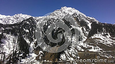 Manali natural beauty mountain snow stone Editorial Stock Photo