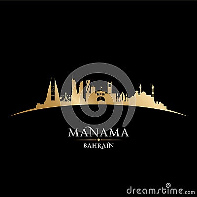 Manama Bahrain city skyline silhouette black background Vector Illustration