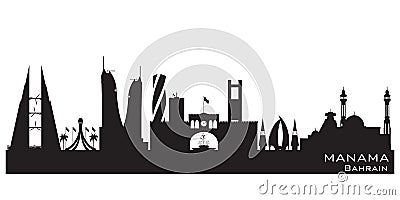 Manama Bahrain city skyline vector silhouette Vector Illustration