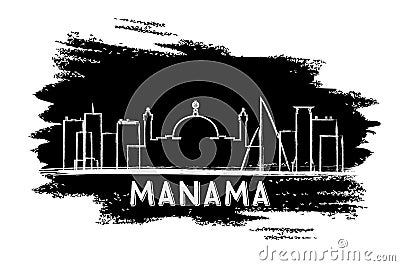 Manama Bahrain Skyline Silhouette. Hand Drawn Sketch. Stock Photo