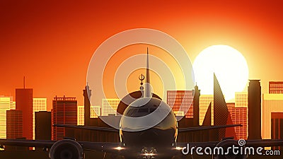 Manama City Bahrain Take Off Skyline Golden Background Stock Photo