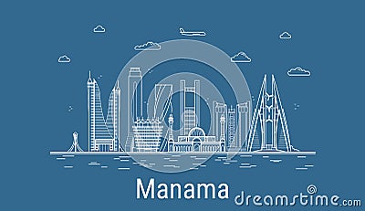 Manama city, Line Art Vector illustration Vector Illustration