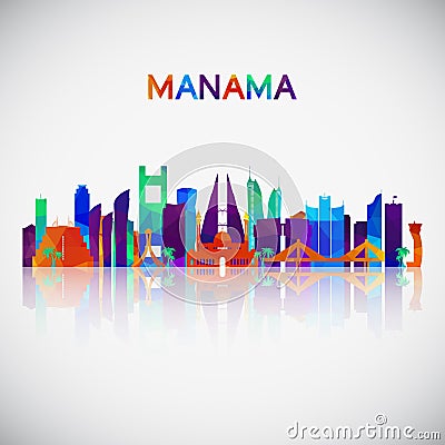 Manama skyline silhouette in colorful geometric style. Vector Illustration