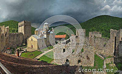 Manasija monastery /Resava/ , Republic of Serbia - panorama Stock Photo