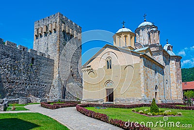 Manasija monastery in Serbia during a sunny day Stock Photo