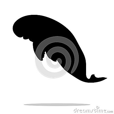 Manatee mammal sea black silhouette animal Vector Illustration