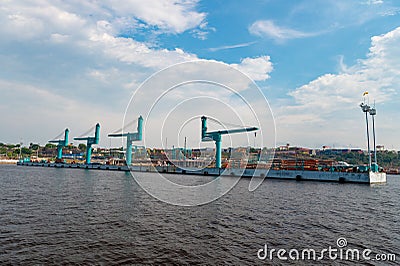 Manaus, Brazil - December 04, 2015: industrial crane in cargo berth Editorial Stock Photo