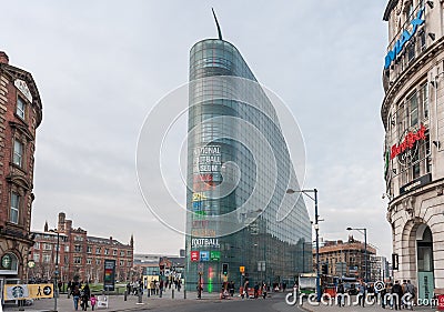 MANCHESTER, ENGLAND - MARCH 08, 2014: National Football Museum in Manchester. Editorial Stock Photo