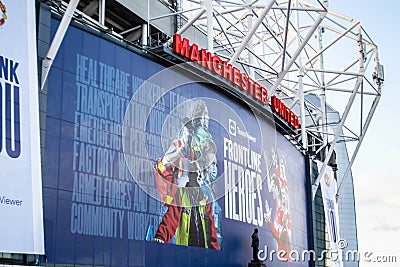 MANCHESTER, ENGLAND- 27 November 2021: Manchester United Old Trafford Football Stadium exterior Editorial Stock Photo