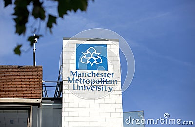 Manchester, Greater Manchester, UK, October 2013, signage for Manchester Metropolitan University Editorial Stock Photo