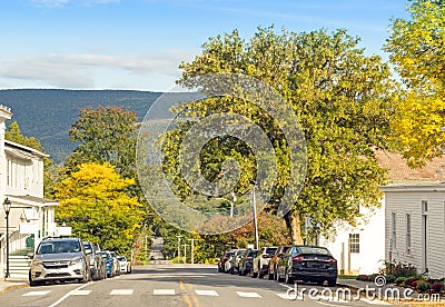 Manchester Vermont and Green Mountains early Fall Editorial Stock Photo