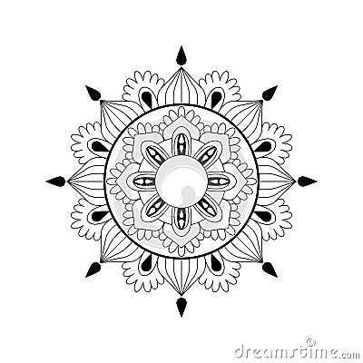 Mandala. Antistress coloring book. Template for mehendi. Oriental drawing. Vector illustration. Isolated on a white background Vector Illustration