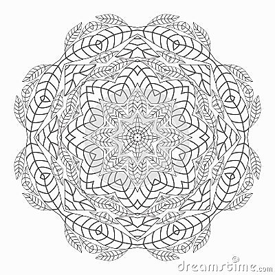 Mandala. Antistress coloring pages for adults. Monochrome circular lace oriental pattern. Vector Illustration