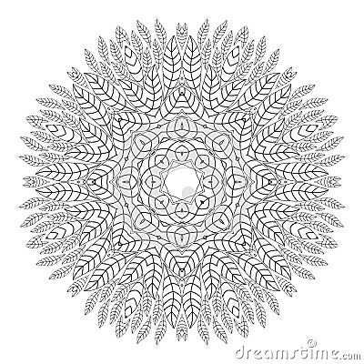 Mandala. Antistress coloring pages for adults. Monochrome circular lace oriental pattern. Vector Illustration