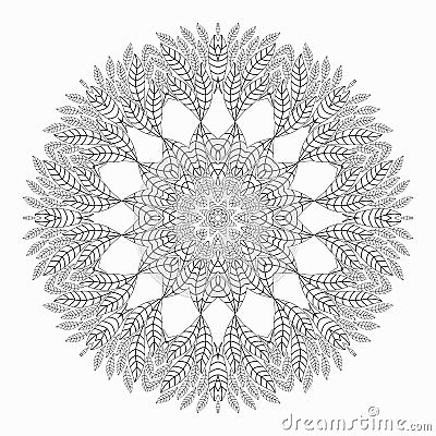 Mandala. Antistress coloring pages for adults. Monochrome circular lace oriental pattern. Vector Illustration