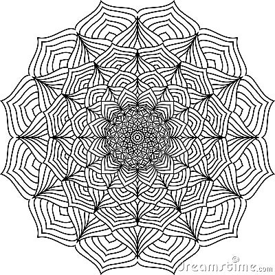 Mandala. Black on white background decorative element. Circular geometric abstract line art. Illustration of pattern for Stock Photo