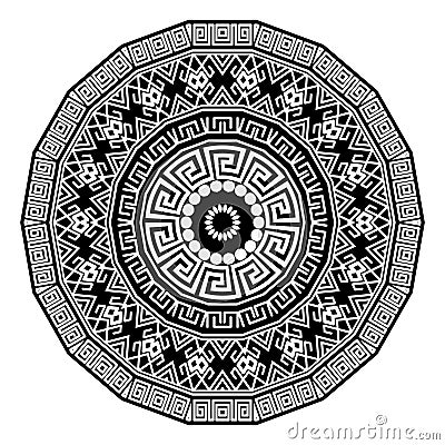 Mandala. Black and white celtic greek traditional style round mandala pattern. Ornamental vector background. Circle mandala Vector Illustration