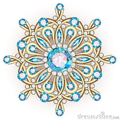 Mandala brooch jewelry, design element. Tribal ethnic floral pat Vector Illustration