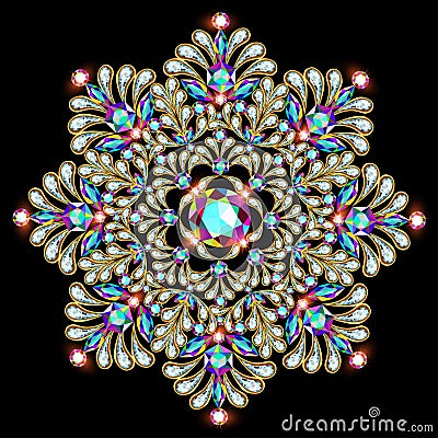 Mandala brooch jewelry, design element. Tribal ethnic floral pat Vector Illustration