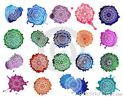 Mandala Card Watercolor Vector Illustration