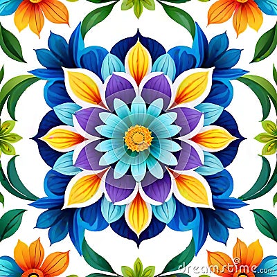 Mandala circle natural design nature floral blossom color Cartoon Illustration