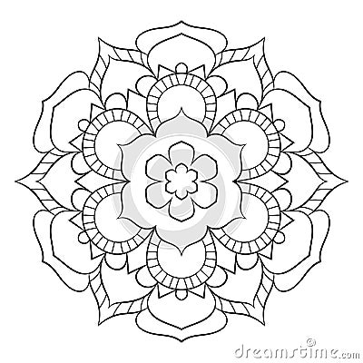 Mandala for color book. Monochrome illustration. Symmetrical pat Vector Illustration