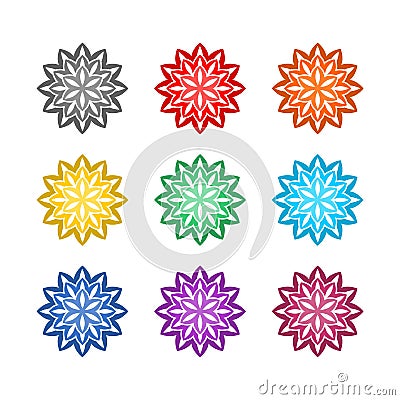 Mandala color icon isolated on white background. Set icons colorful Vector Illustration