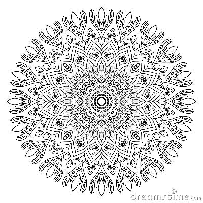 Mandala for coloring book page. Abstract decorative round ornament. Antistress art for adults. Vector design element. Natural, we Vector Illustration