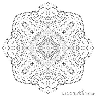 Mandala for coloring book page for kids and adults. Vector Illustration