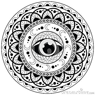 Mandala Coloring page For Adult Relaxation Mandala design eye Mandala Coloring Pages For Meditation And Happiness vector Vector Illustration