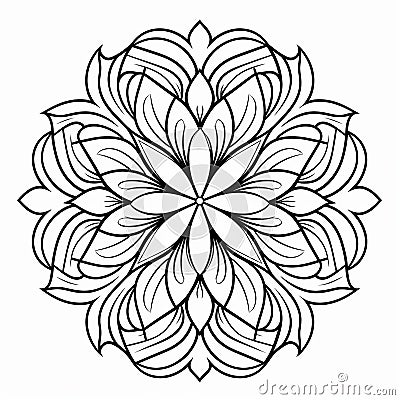 Geometric Flower Coloring Page: Calligraphic Style With Varied Brushwork Techniques Stock Photo
