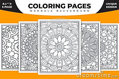 Mandala coloring pages KDP interior set. Mandala pattern bundle. Vintage Indian decoration elements. Decoration mandala coloring Vector Illustration