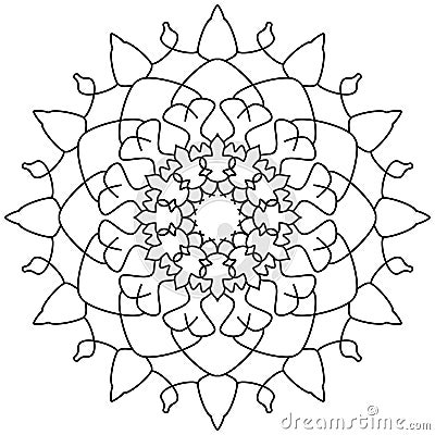 Easy Mandala Coloring for Beginners, Kids, and People with Low Vision. Vector illustration. Vector Illustration