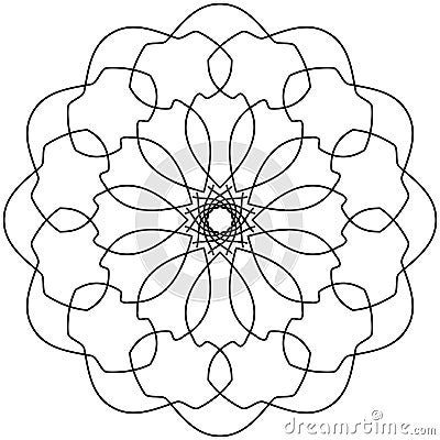 Easy Mandala Coloring for Beginners, Kids, and People with Low Vision. Vector illustration. Vector Illustration