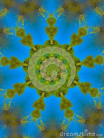 Green and Blue Mandala Designn Stock Photo