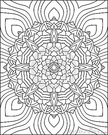 Mandala design drawing, coloring page, geometric pattern, thin lines Stock Photo