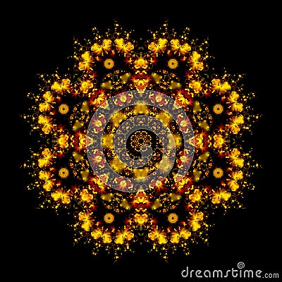 mandala digital light, isolated on black background Stock Photo