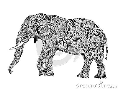 Mandala elephant vector illustration, hand drawing elephant Vector Illustration