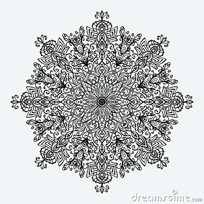 Mandala. floral circular monochrome pattern Vector Illustration