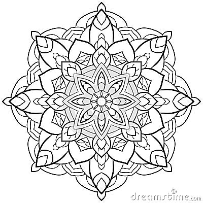 Mandala Flower outline Vintage Oriental pattern, wedding, yoga Vector Illustration