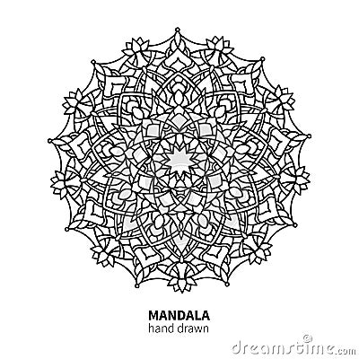 Mandala flower vector drawing. Decorative boho round ornament. Ethnic hand drawn element. Vector Illustration