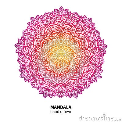Mandala flower vector drawing. Ethnic colorful decorative element. Vector Illustration