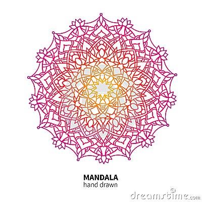 Mandala flower vector drawing. Ethnic colorful decorative element. Vector Illustration