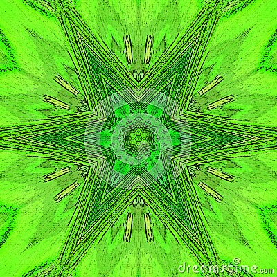 Mandala frame and Flower of Life tattoo or stencil template, Sacred geometry in green and lime Stock Photo