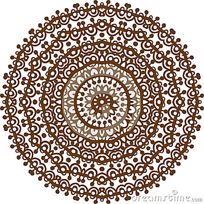 Deep Brown Color Mandala in a white Background.Lace Pattern Design Vector Illustration