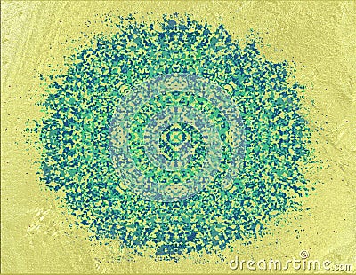 Mandala on a golden background in boho style. Stock Photo