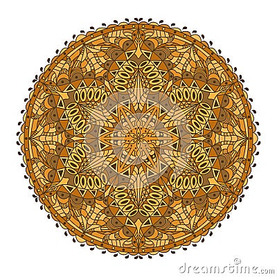 Mandala. Golden decoration. Oriental decorative complicated flower pattern Vector Illustration